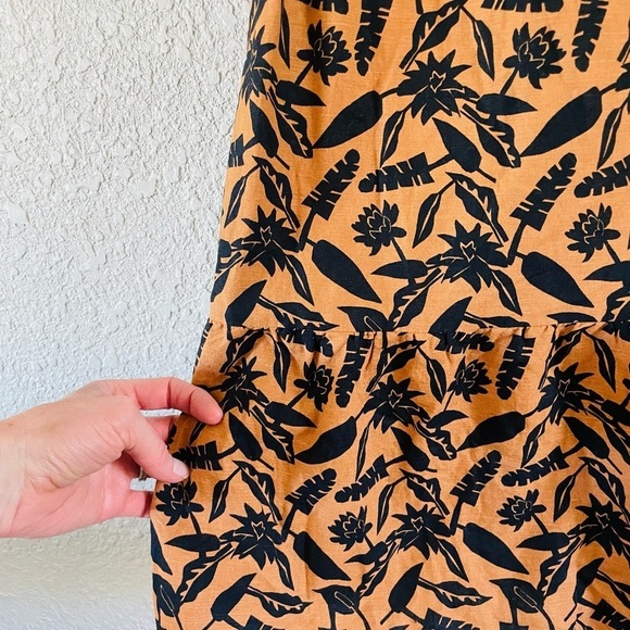 Goodthreads Brown Black Leaf Print Ruffle Mini Dress - Picture 6 of 9